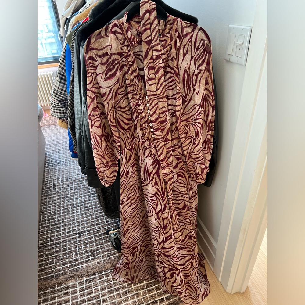 Mango zebra Print Long Sleeve Dress